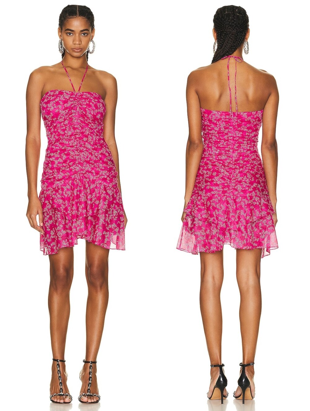 Marant Etoile Ilanka Cotton Mini Dress Fuchsia 44/12 NWT New